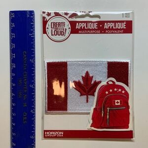FREE w/purchase - Canadian flag appliqué embroidered iron-on patch.